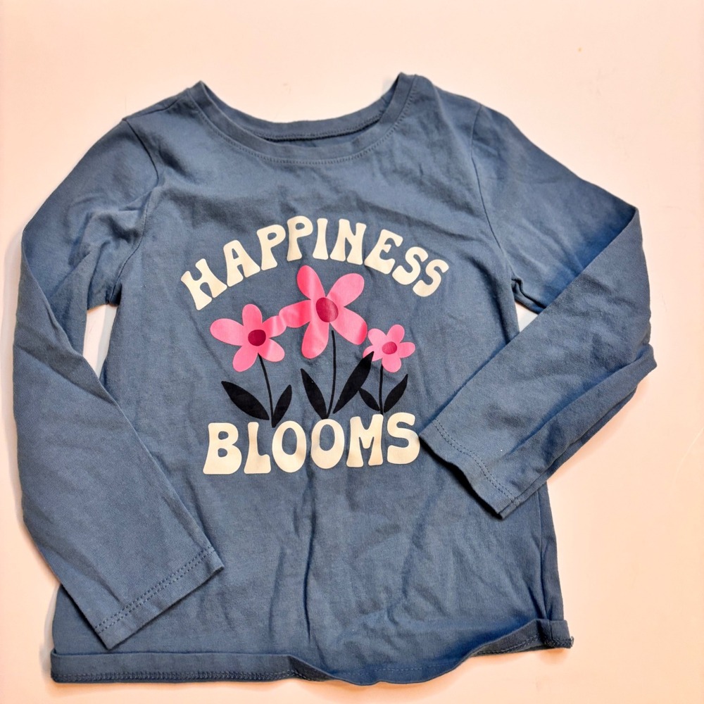 Garanimals Kids Long Sleeve T Shirt‎ Blue Happiness Blooms Flowers Size 3T